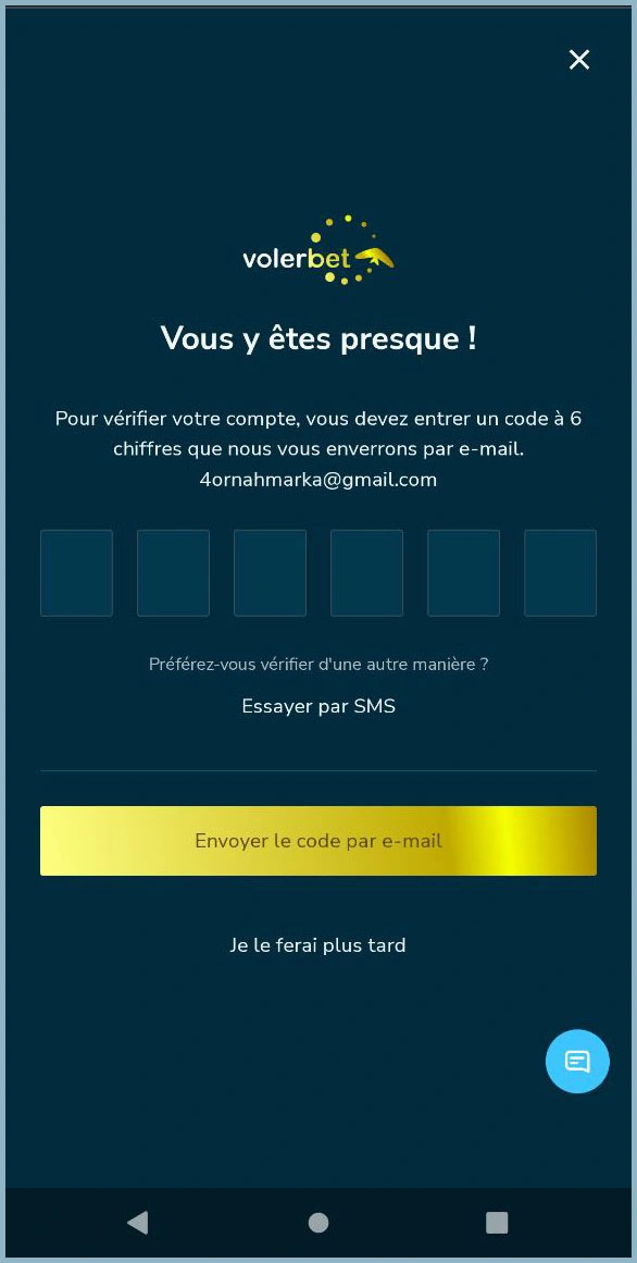 Inscrivez-vous directement chez VolerBet et commencez à jouer