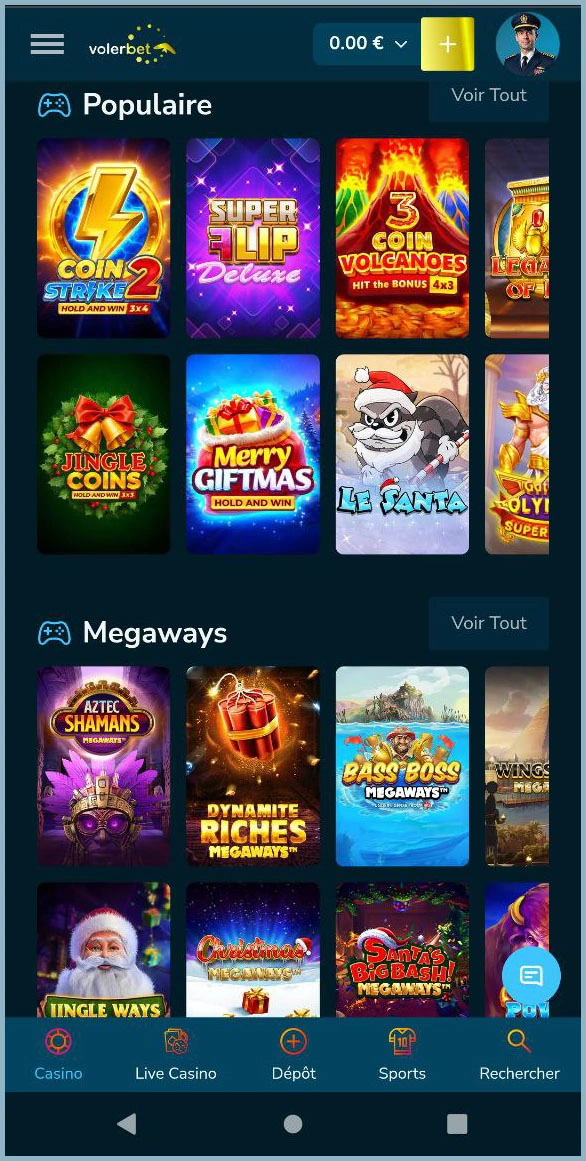 Collection complète de toutes les machines à sous chez VolerBet