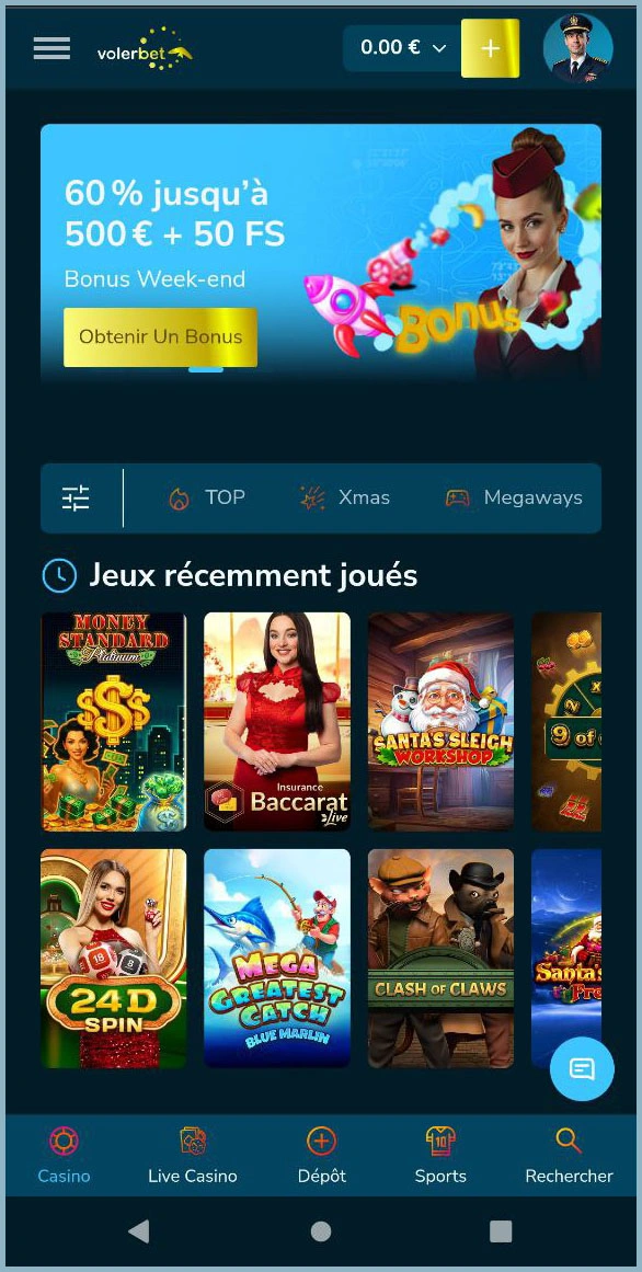 Version mobile optimisée du site VolerBet